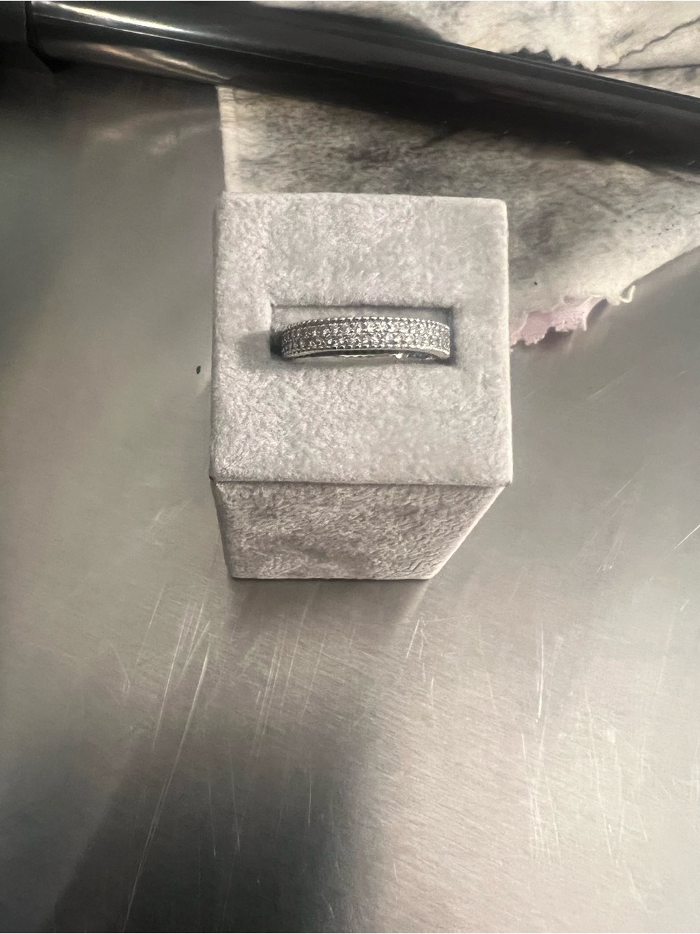 Pavé CZ Sterling Silver Eternity Band